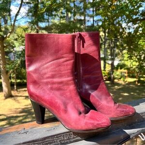 Vintage 1970’s burgundy leather mid-calf heeled boots